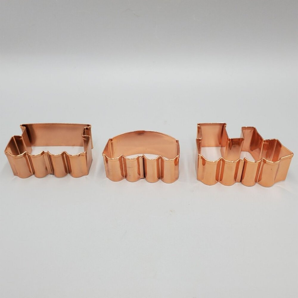 Copper Metal Cookie Cutters Train Locomotive Coal Car Caboose Figural Railroad - Picture 3 of 6